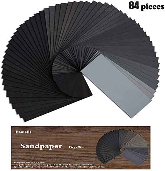 Assorted 120 to 3000 Grit Wet or Dry Auto Polishing Wood Furniture Finishing Sandpaper (84 pcs)