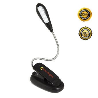 CeSunlight LED Book Light, Rechargeable Reading Light, Flexible and Easy Clip On Task Light, with Extra-Bright 4 LED, 2 Brightness setting, Soft Padded Clamp, Comes with USB Charging Cable (Black)