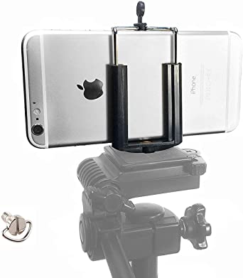 DaVoice Cell Phone Tripod Mount Adapter, Compatible with iPhone Holder, Smartphone Camera Stand Universal Clamp Attachment Clip (Black)