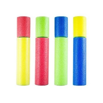 Prextex Mini Foam Water Gun Light Weight Soaker Cannon Shooter With Beach Ball , Pool Party Supplies, Favors, Gifts, Toys (4 Pack)