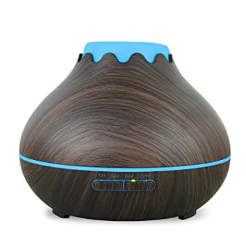 400ml Aroma Essential oil Diffuser - Exqline BPA Free Ultrasonic Cool Mist Aromatherapy Diffuser with 360 Degree Directions of Mist Output for Home Office (Black 2)