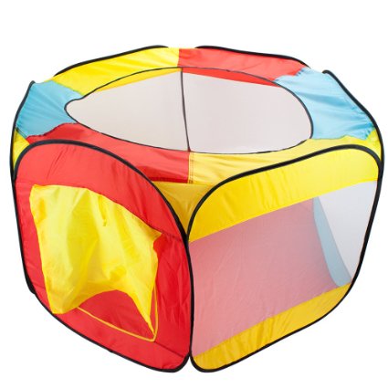 Hexagon Pop Up Ball Pit Tent with Mesh Netting and Carrying Case by Imagination Generation