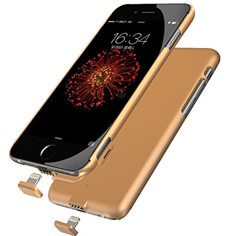 Battery Charger Cases, Ronten Ultra Slim 2000mAh Extended External Protective Portable Mobile Power Supply Battery Case Charger for iPhone 6 Plus/6S Plus (Gold)