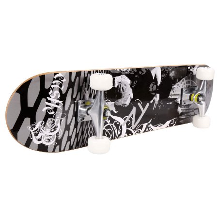 Ancheer Complete Skateboard Skull Wood Cruiser Standard Skate Board Trucks Almost 31 x 8 Inches