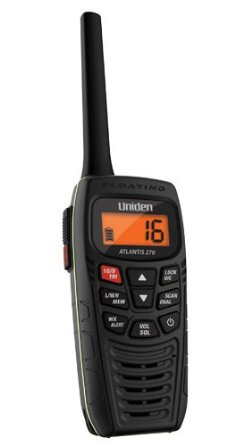 Uniden Atlantis 270 Handheld Floating 2-Way 6W VHF Marine Radio - Black