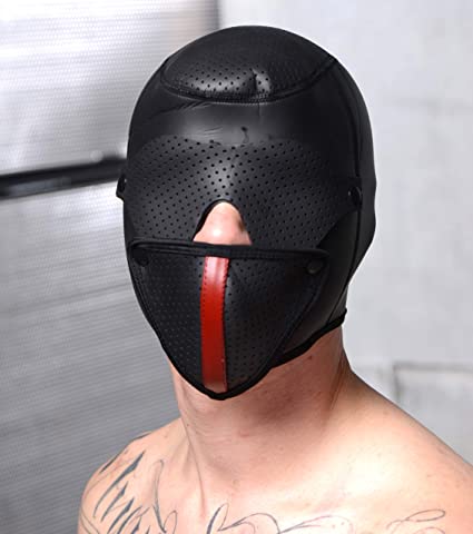 Master Series Scorpion Hood with Removable Blindfold and Mouth Mask, Black