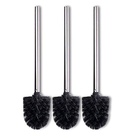 Schramm® 3-pack WC replacement brushes black brush head stainless steel handle polished brush head individually replaceable black toilet brush replacement toilet brush toilet brush