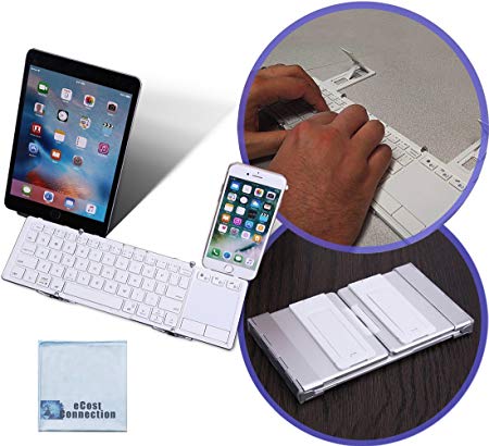 Foldable Wireless Keyboard with Touchpad for Smartphones, Tablets, Computers, iPhones, Samsung, Android, iPads   eCostConnection Microfiber Cloth