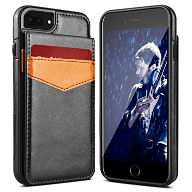 iPhone 8 Plus Wallet Case, iPhone 7 Plus Wallet Case, LuckyBaby Premium Leather iPhone 8 Plus Case with Card Slots Folio Flip Magnetic Shock-Absorbing Protective Case for iPhone 7/8 Plus - Black