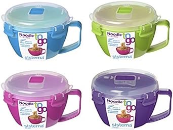 Sistema 21109ZS Microwave Noodle Bowl 1 Cup, Assorted colors, 4-count