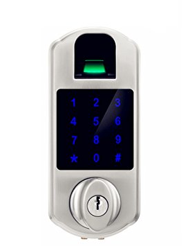 Ardwolf D5S Fingerprint Touchscreen Keypad Deadbolt, Satin Nickel