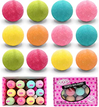 Bath Bombs for Kids | Set of 12 2.80 OZ Bubble Bath Bombs | Great Kids Bath Bombs for Girls Gift Idea | Fun Assorted Colored Bath Fizzies | by Sugar Bath Kids Bath Bombs
