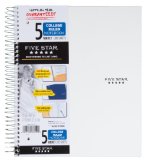 Five Star Spiral Notebook 5 Subject College Ruled 200 Sheets 11 x 85 Inch White 72460