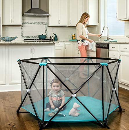 Regalo 1370 DS My Play, 6 Panel Portable Play Yard, Aqua