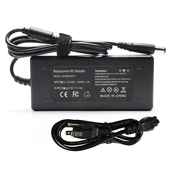90W 19V 4.74A AC Adapter Charger for HP Compaq Presario CQ35 CQ40 CQ42 CQ43 CQ45 CQ50 CQ56 CQ57 CQ58 CQ60 CQ60Z CQ61 CQ61-200 CQ62 CQ70 CQ71 CQ72 Series,609939-001 PA-1650-02HC PA-1900-18H2 Power Cord