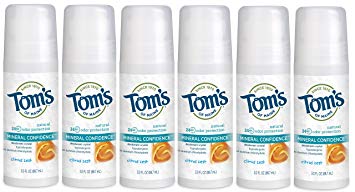 Tom's of Maine Citrus Zest Natural Confidence Roll-On Deodorant, Citrus, 3 Ounce, (Pack of 6)