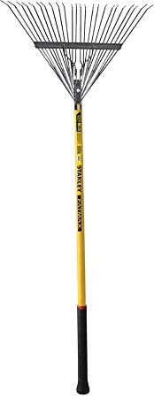 Stanley FATMAX Springback Leaf Rake-Fibreglass Long Handle 32mm Diameter, Yellow/Black