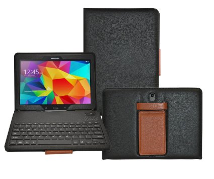 Ionic Samsung Galaxy Tab S 105 Case with Bluetooth Keyboard Tablet Stand Leather Case BlackBrown