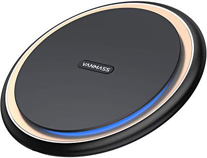 VANMASS Wireless Charger, Qi-Certified, 15W Max Fast Wireless Charging Compatible with iPhone 11/11 Pro/11 Pro Max/XS MAX/XR/XS/8Plus, Galaxy Note 10/Note 10 Plus/S10/S10 Plus/S10E(No AC Adapter)
