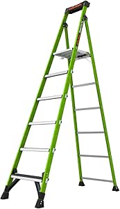 Little Giant Ladders, MightyLite 2.0, 8' Stepladder with Ground Cue, Fiberglass, Type IAA, 375 lbs Weight Rating, (15408-001), Green