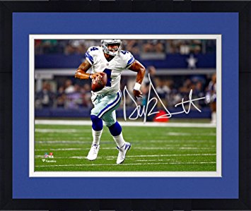 Framed Dak Prescott Dallas Cowboys Autographed 8" x 10" White Running Photograph - Fanatics Authentic Certified