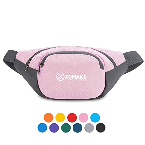 ZOMAKE Fanny Pack Water Resistant Waist Bag for Men Women Outdoors Workout Travel Casual Hiking Cycling with Large Compartment