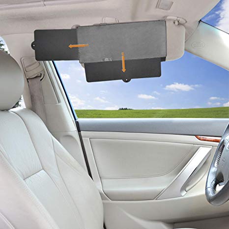 TFY Car Visor Sunshade Extender Anti-Glare Sun Visor Extender Window Sunshade and UV Rays Blocker - Gray (2 Pieces)