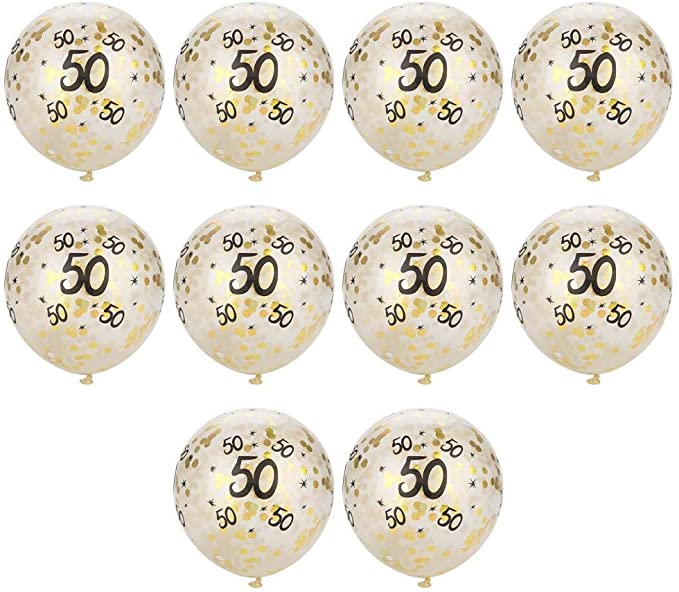 Gold Confetti Balloons, Printed Number Latex Round Party Balloons with Golden Paper Confetti Dots for Wedding Engagement Party Decorations(#3)