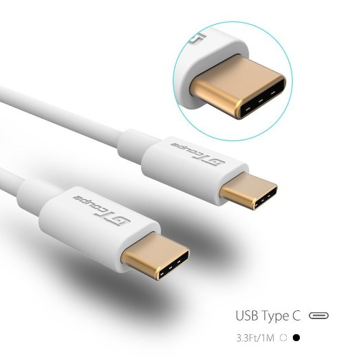 ELECSHACK Type-C Cable, Hi-speed Reversible Gold Plated USB Type C to Type C (USB-C to USB C) Cable for Apple Macbook, Nokia Tablet and Other Devices With Type C USB(White,3.3ft/1M)
