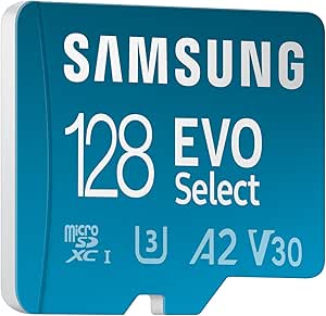 Samsung Carte mémoire microSDXC, Evo Select MB-ME128SA/EU, 128 Go, Vitesse de Lecture 160 Mo/s¹, fournie avec Adaptateur SD