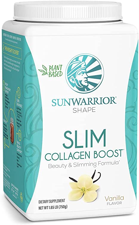Sunwarrior Slim Collagen Peptides Powder with Vitamin C & Biotin Gluten Free Keto Collagen Protein Powder for Nail Hair Skin Support | Organic Shape Slim Collagen Boost Vanilla 750 Gram 30 SRV