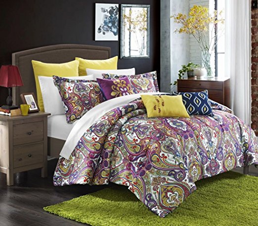 Chic Home Mumbai 8-Piece Reversible Comforter Set/Printed Luxury Bed in a Bag, King