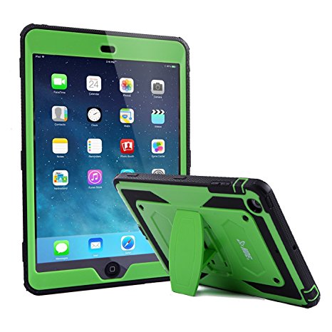 HDE iPad Mini 1 / 2 / 3 Case Shockproof Rugged Cover Full Body Protective Shell with Kickstand Built-in Screen Protector (Green)