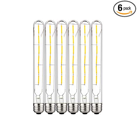 Sunlite 41071 LED T8 Filament Light Bulb 5-Watt (40W Equivalent), Dimmable Tube, Lightbulb, 6 Pack, 27K - Warm White