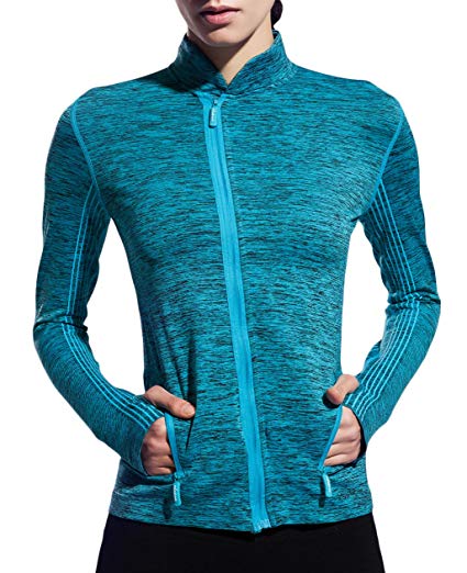 UDIY Women Running Yoga Slim UV Protect Sweatshirts with Two Side Pocket Jacket Coat