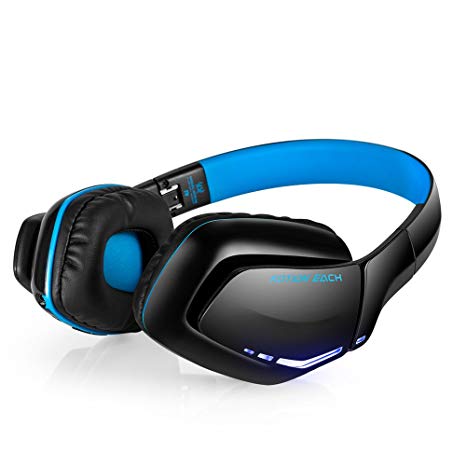 Foldable Headphones for PS4 Bluetooth 4.1 Wireless Headset & 3.5mm Wired with Microphone, Noise Isolation Gaming Headset with mic, for PS4 PC Mac Smartphones Computers Laptops (Black/Dark Blue)