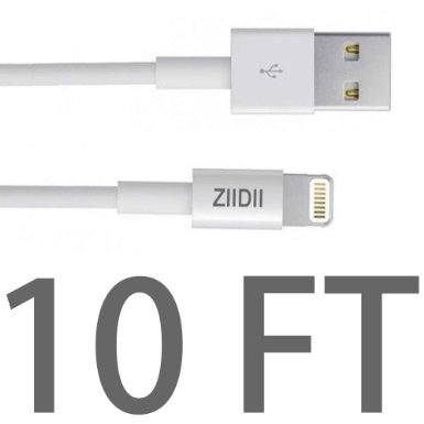 ZIIDII apple MFI certified lightning 10ft 10 feet 8 pin usb cable charger for iphone 6 6s 5 5c 5s plus ipad mini ipod touch-White