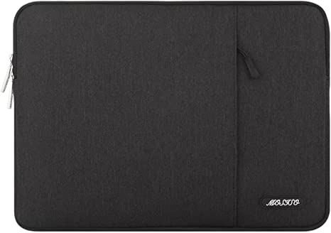 MOSISO Laptop Sleeve Bag Compatible with MacBook Pro 15 inch A1990 A1707, 15 Surface Laptop 4/3, Dell XPS 15 2020, HP Stream 14, Acer Swift 3 14, Polyester Vertical Case with Pocket, Black