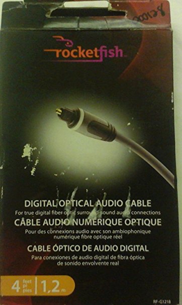 Rocketfish Digital Fiber Optic Audio Cable - 4 feet 1.2M Bulk Pack