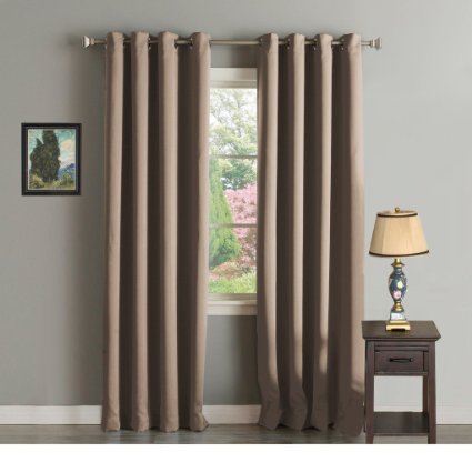 H.Versailtex Premium Blackout Thermal Insulated Innovated Microfiber Home Fashion Extra Long Curtain Panels,Antique Grommet ,52 by 108 - Inch - Warm Taupe - Set of 2 Panels