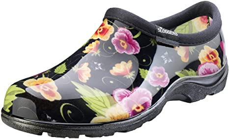 Sloggers Women's Waterproof  Rain and Garden Shoe with Comfort Insole, Pansy Black, Size 9, Style 5114BP09
