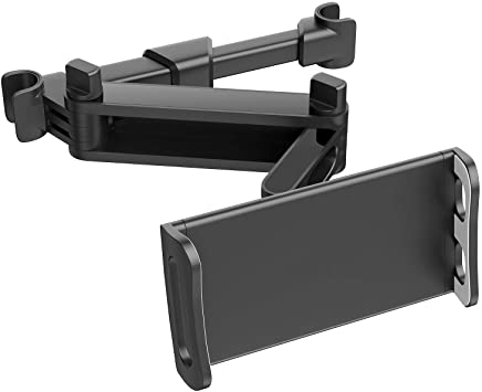 ECOEMO Car Headrest Mount/Tablet Headrest Holder Universal 360° Rotating Adjustable for Smartphones/Tablets/Switch 4"-10.6", Headrest Posts Width 4.7in-5.9in