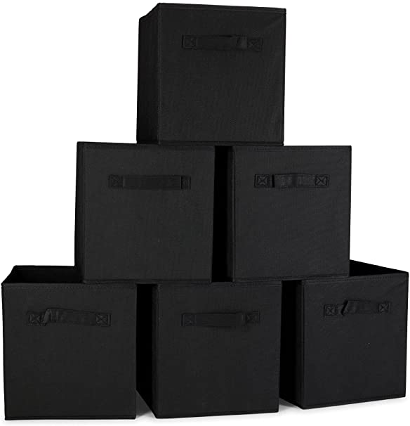 DFL INC. Storage Bins - Organization and Storage, Closet Organizer Cube Storage, 6 Pack (Black)