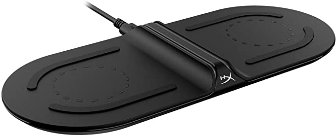 HyperX Chargeplay Base - Qi Wireless Charger, Qi Certified, Dual Wireless Charging Pads Charge Up to Two Devices, Battery Indicators, AC Wall Adapter, Compatible with Qi-Enabled Devices, HX-CPBS-A