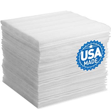 100 Pack Foam Sheets, DAT 12" x 12", 1/16" Thick, Foam Wrap Cushioning Material, Moving Supplies for Packing Storage and Shipping