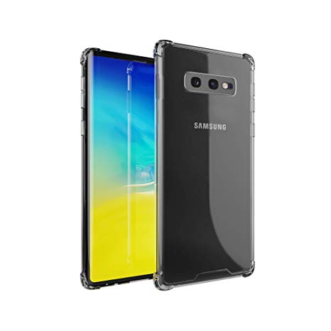 amCase Samsung Galaxy S10E Case, Hybrid Shock Absorbing TPU Frame and Rigid Back Plate Case for Galaxy S10E (2019) - Clear