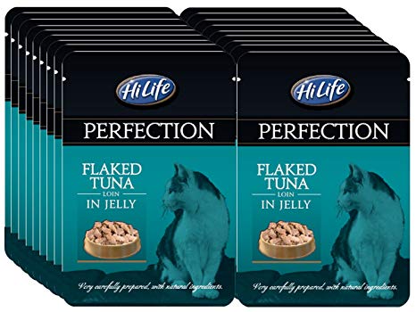 HiLife Perfection Cat Food Pouches, Flaked Tuna Loin in Jelly, 70 g, 18 x 70g Pouches