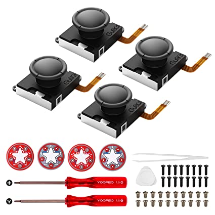 AKNES Gulikit Switch Joystick Replacement,No Drift, Hall ThumbStick for Switch Joycon Controller&Switch OLED/Switch Lite(4 Pack),Left/Right Hall Effect Sensor Joystick Repair Kit/Tool,Thumbstick Cap