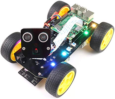 Freenove 4WD Smart Car Kit for Raspberry Pi 4 B 3 B , Face Tracking, Line Tracking, Light Tracing, Obstacle Avoidance, Colorful Light, Camera Ultrasonic Servo Wireless RC
