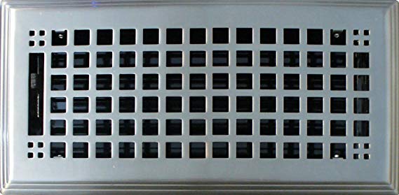 4" x 12" (5.75" x 13.875" Overall) Brushed Nickel Mission Register with Damper (HVAC VENT COVER)